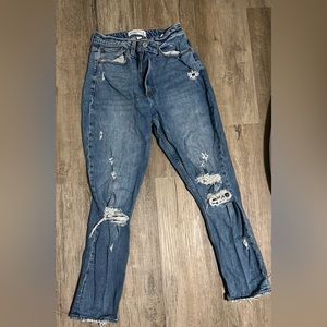 Abercrombie Curve Love Distressed Mom Jeans